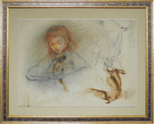 Серебрякова Зинаида Евгеньевна. Таня и Катя (На оборотной стороне набросок «Таня рисует»)